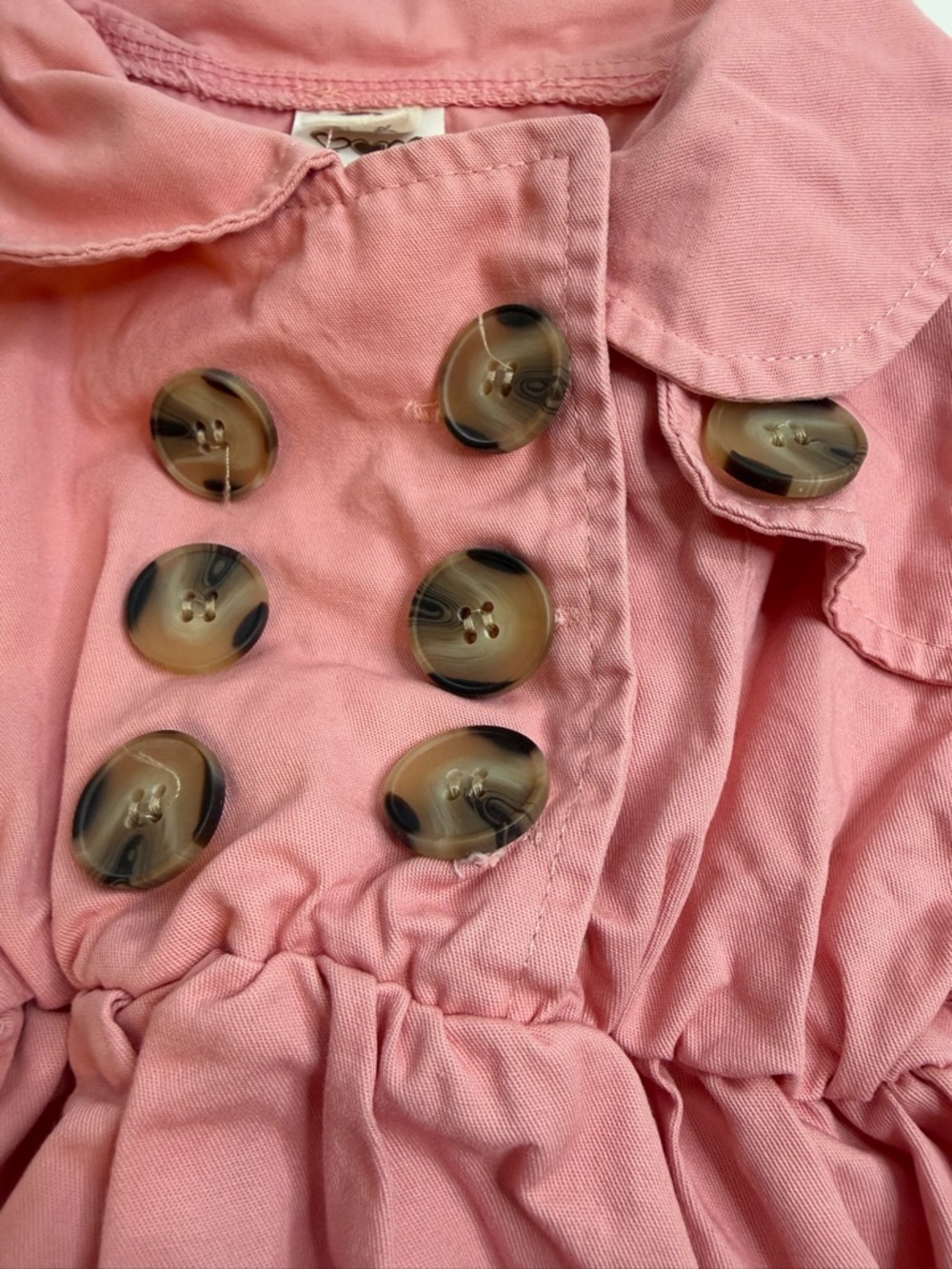Girls Pink Sleeveless Cotton Dress with Decorative Buttons - Picture 5 of 5